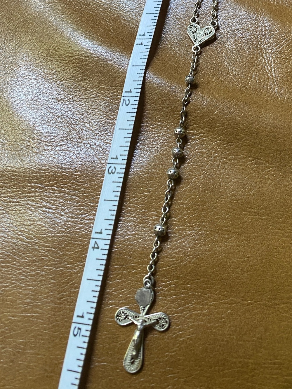 Vintage Sterling Silver 925 Filigree Rosary Necklace 17g Stamped - Picture 3 of 9
